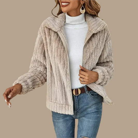 Rhonda - Avslappnad plyschig cardigan